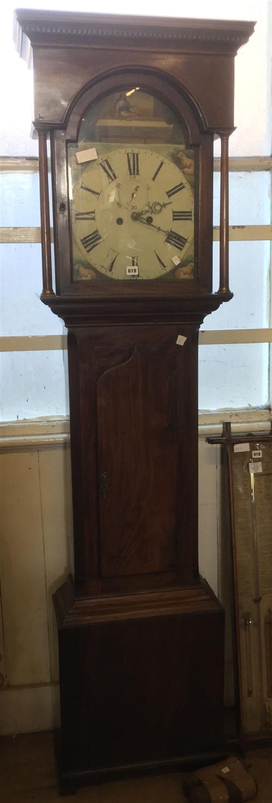 Mahogany painted dial longcase clock